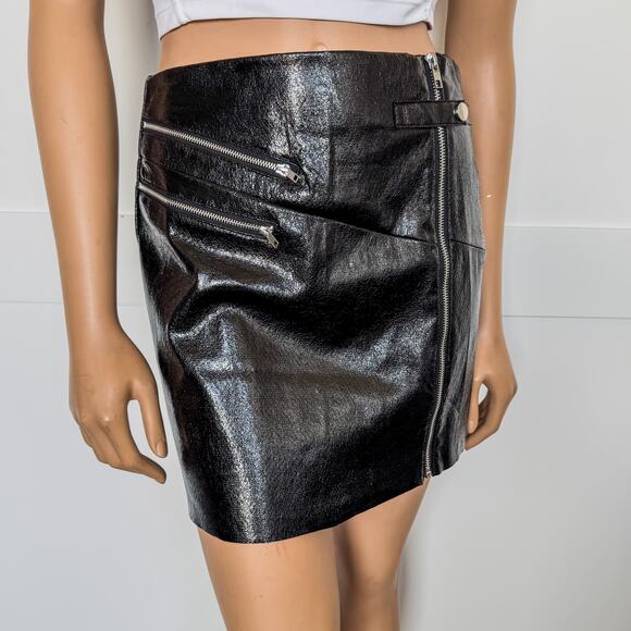NWT-Francesca's Gwen Faux Black Leather Full Zip Up Mini Skirt, Women’s Small - Picture 8 of 11
